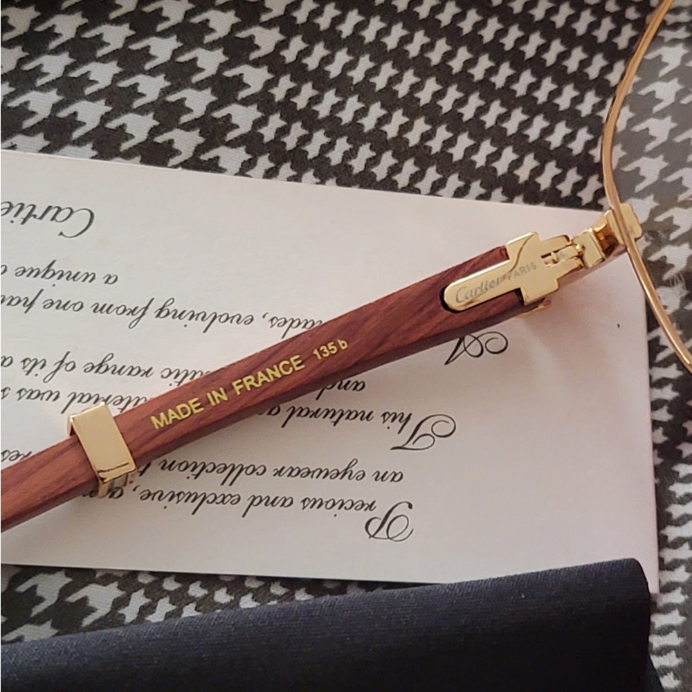 Cartier Gold and Brown Metal Eyeglasses - Picture 5 of 11